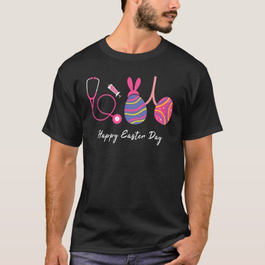 T-shirt Bunny Egg Lungs Respiratory Nurse Therapist Happy (Devant)