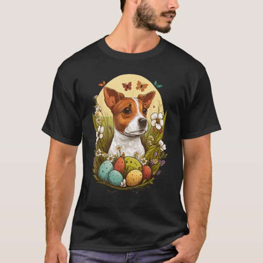 T-shirt Bunny Eggs Dog on Easter Jack Russell Terrier (Devant)