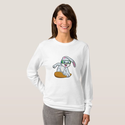T-shirt Bunny en Snowboard avec Snowboard (Devant entier)