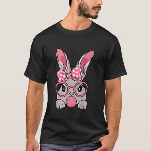 T-shirt Bunny Face Bow Cravate Headband lunettes Bubblegum (Devant)