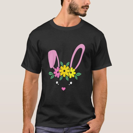 T-shirt Bunny Face Pâques Journée Pour Les Femmes Ados Fil (Devant)