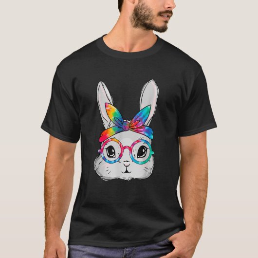 T-shirt Bunny Face Sunglasses Tie Dye Glasses Headband Eas (Devant)