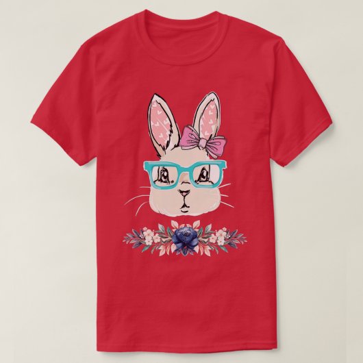 T-shirt Bunny Face With Sunglasses For Boys Girls Kids Eas (Design devant)