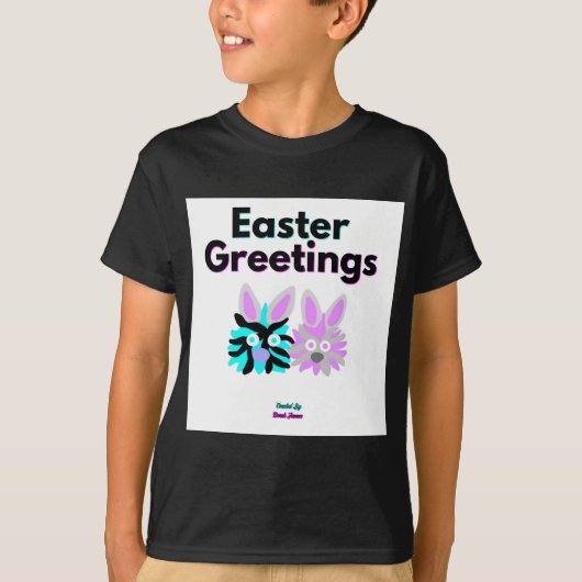 T-shirt Bunny Fuzzies Garçons Black Basic T Shirt (Devant)