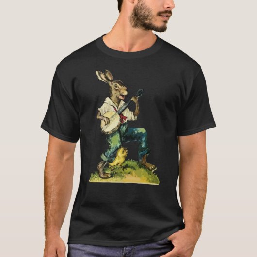 T-shirt Bunny Jouer Banjo Guitare Musique Rabbit Joyeux Es (Devant)