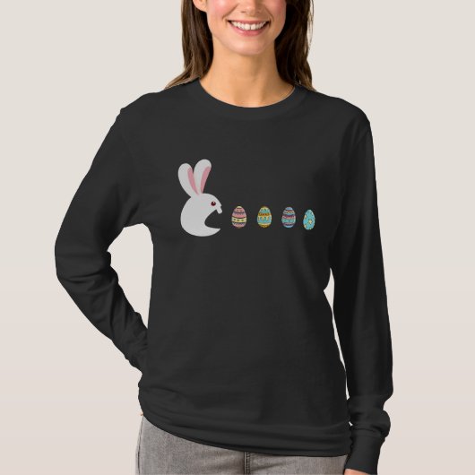 T-shirt Bunny Joyeux Jour de Pâques OEufs Chasse Vidéo Jeu (Devant)