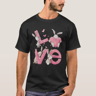 T-shirt Bunny Love Pink EASTER Day Valentine Femmes Filles