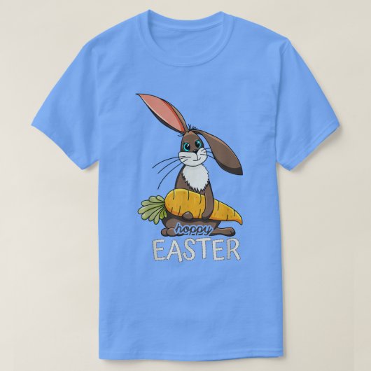 T-shirt Bunny mignon de Pâques Hoppy tenant une carotte  (Design devant)
