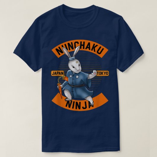 T-shirt Bunny Ninja Nunchucks Japon Nuchaku Katana Martial (Design devant)