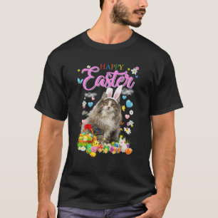 T-shirt Bunny Norwegian Forest Chat Joyeux oeufs de Pâques