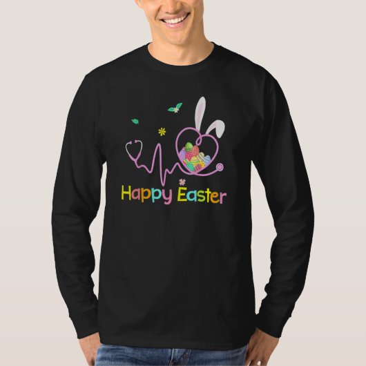 T-shirt Bunny Nurse Stethoscope Joyeux Oeufs de Pâques Rab (Devant)