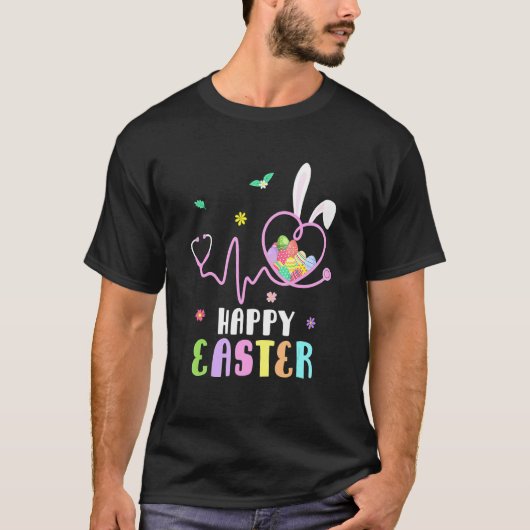 T-shirt Bunny Nurse Stethoscope Joyeux Oeufs de Pâques Rab (Devant)