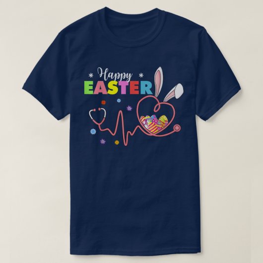 T-shirt Bunny Nurse Stethoscope Joyeux Oeufs de Pâques Rab (Design devant)