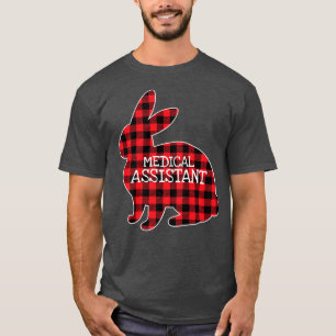 T-shirt Bunny Pâques Rouge Plaid Graphic Assistant Médical