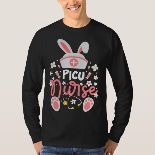 T-shirt Bunny PICU Nurse Bunny Ears Pediatric Intensive Ca (Devant)