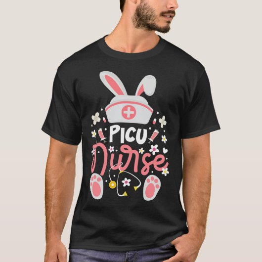 T-shirt Bunny PICU Nurse Bunny Ears Pediatric Intensive Ca (Devant)