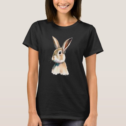 T-shirt Bunny Portrait No 5 Animal Rabbit Pet Illustration (Devant)