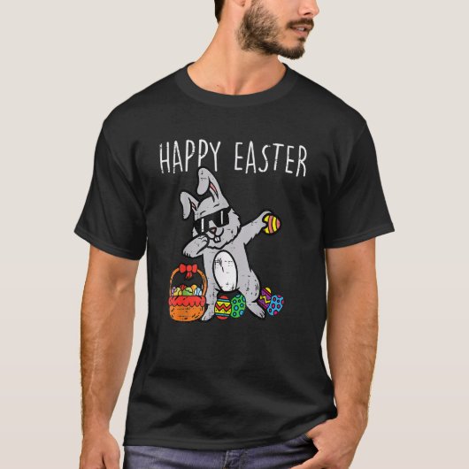 T-shirt Bunny Rabbit Happy Easter Dab Dance Cool Kids (Devant)
