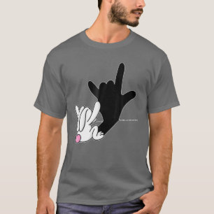 T-shirt Bunny Réflexion I Love You Hand Sign Language ASL