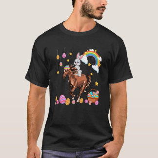 T-shirt Bunny Riding Horse Easter Day Costume Farmer Hunti