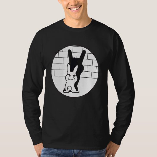 T-shirt Bunny Shadow Play Devil Horns Black and White (Devant)