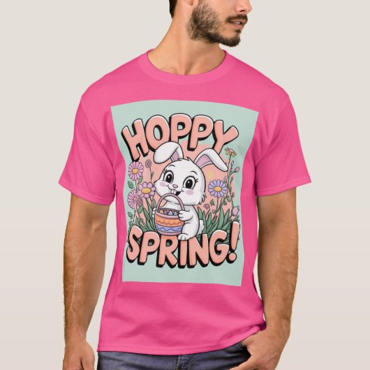 T-shirt Bunny Spring Hoppy - adorable Flore de Pâq (Devant)
