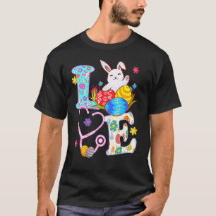 T-shirt Bunny Stethoscope Scrub Nurb Life Pâques Jour d'ab