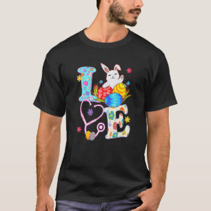 T-shirt Bunny Stethoscope Scrub Nurb Life Pâques Jour d'ab