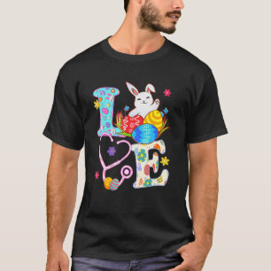 T-shirt Bunny Stethoscope Scrub Nurb Life Pâques Jour d'ab