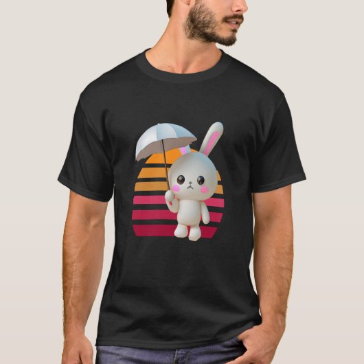 T-shirt Bunny Umbrella Sunset (Devant)