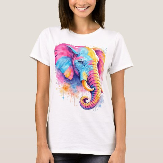 T-shirt Bunter Regenbogen Elefant Aquarell (Devant)