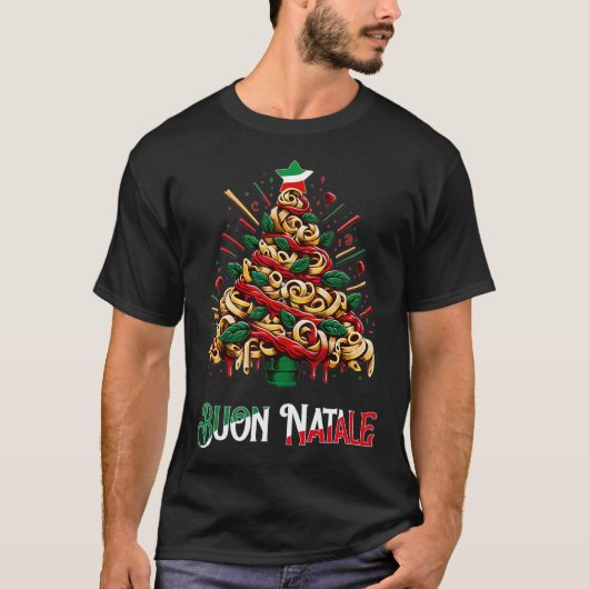 T-shirt Buon natale italie pâtes noël arbre xmas (Devant)