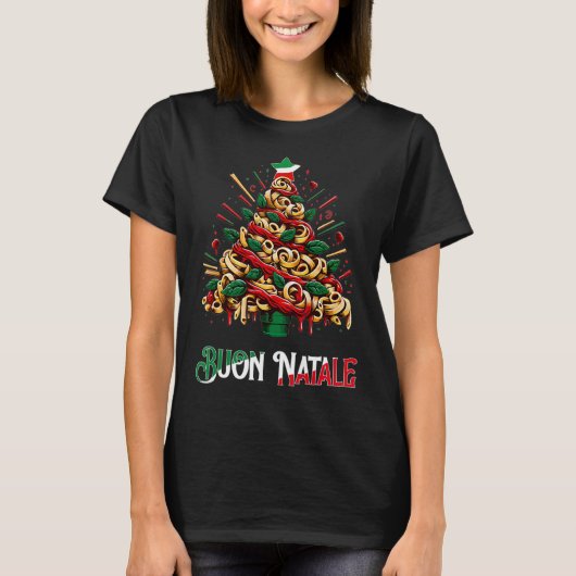T-shirt Buon natale italie pâtes noël arbre xmas (Devant)