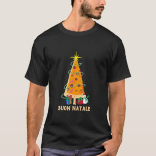 T-shirt Buon Natale Pizza Christmas Tree Italien