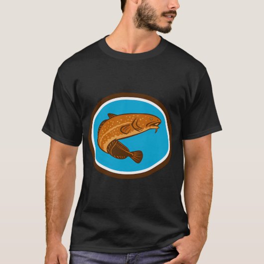 T-shirt Burbot Fish Oval Retro (Devant)