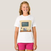 T-shirt Bureau Avec Ordinateur Portable Et Café (Devant entier)
