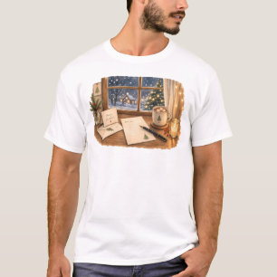 T-shirt Bureau d'écriture de lettre de Noël pour la papete