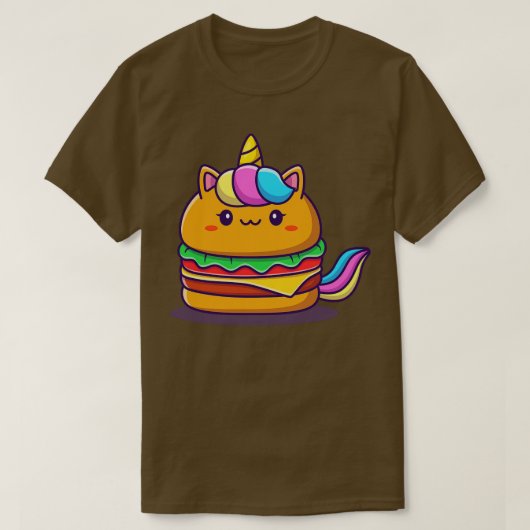 T-shirt Burger à licorne mignon (Design devant)
