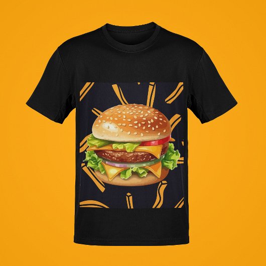 T-shirt Burger au fromage et frites Humour alimentaire Hom
