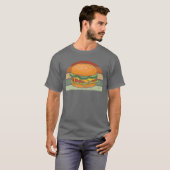 T-shirt Burger Cheeseburger Hamburger Fast Food Retro vint (Devant entier)