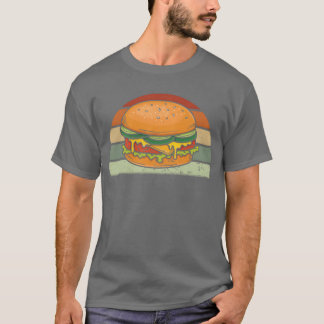 T-shirt Burger Cheeseburger Hamburger Fast Food Retro vint