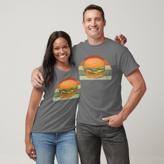 T-shirt Burger Cheeseburger Hamburger Fast Food Retro vint (Unisexe)