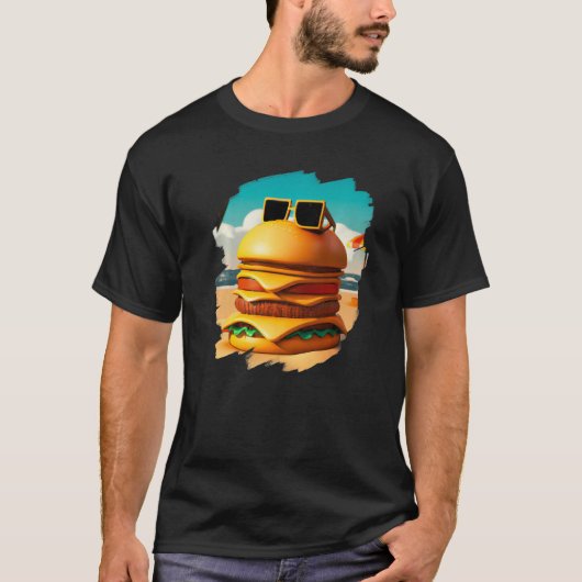 T-shirt Burger cool Chilling sur la plage Restauration rap (Devant)