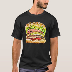 T-shirt Burger de bacon chargé avec laitue au fromage Toma
