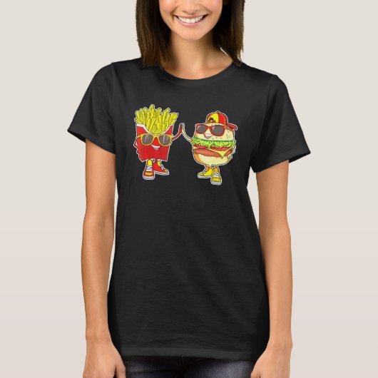 T-shirt Burger Et Fries Branché Bff Fast Food Qui Lo (Devant)