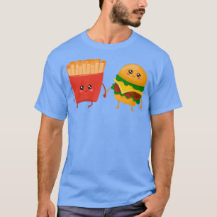 T-shirt Burger Et Fries Couple Burger avec Fries Français 