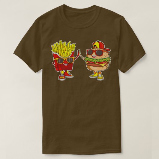 T-shirt Burger et Fries tendance Weird BFF Fast Food Who L (Design devant)