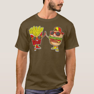 T-shirt Burger et Fries tendance Weird BFF Fast Food Who L