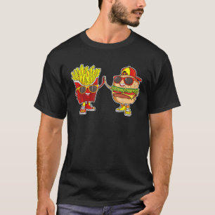 T-shirt Burger et Fries tendance Weird BFF Fast Food Who L