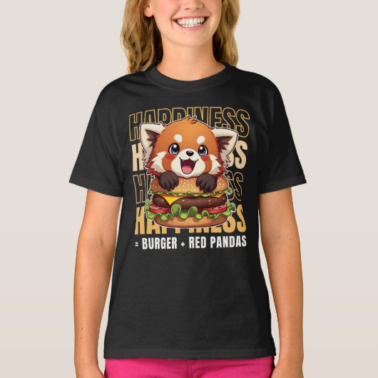 T-shirt Burger Et Pandas Rouges Me Rendent Heureux (Devant)